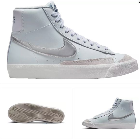 Nike Blazer Mid '77 (GS) Athletic Sneakers Platinum Silver - Picture 1 of 9